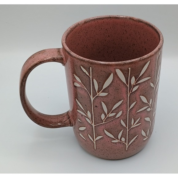 Other - Mauve Ceramic Leaves Leaf Pfaltzgraff 16 oz. Botanical Mug